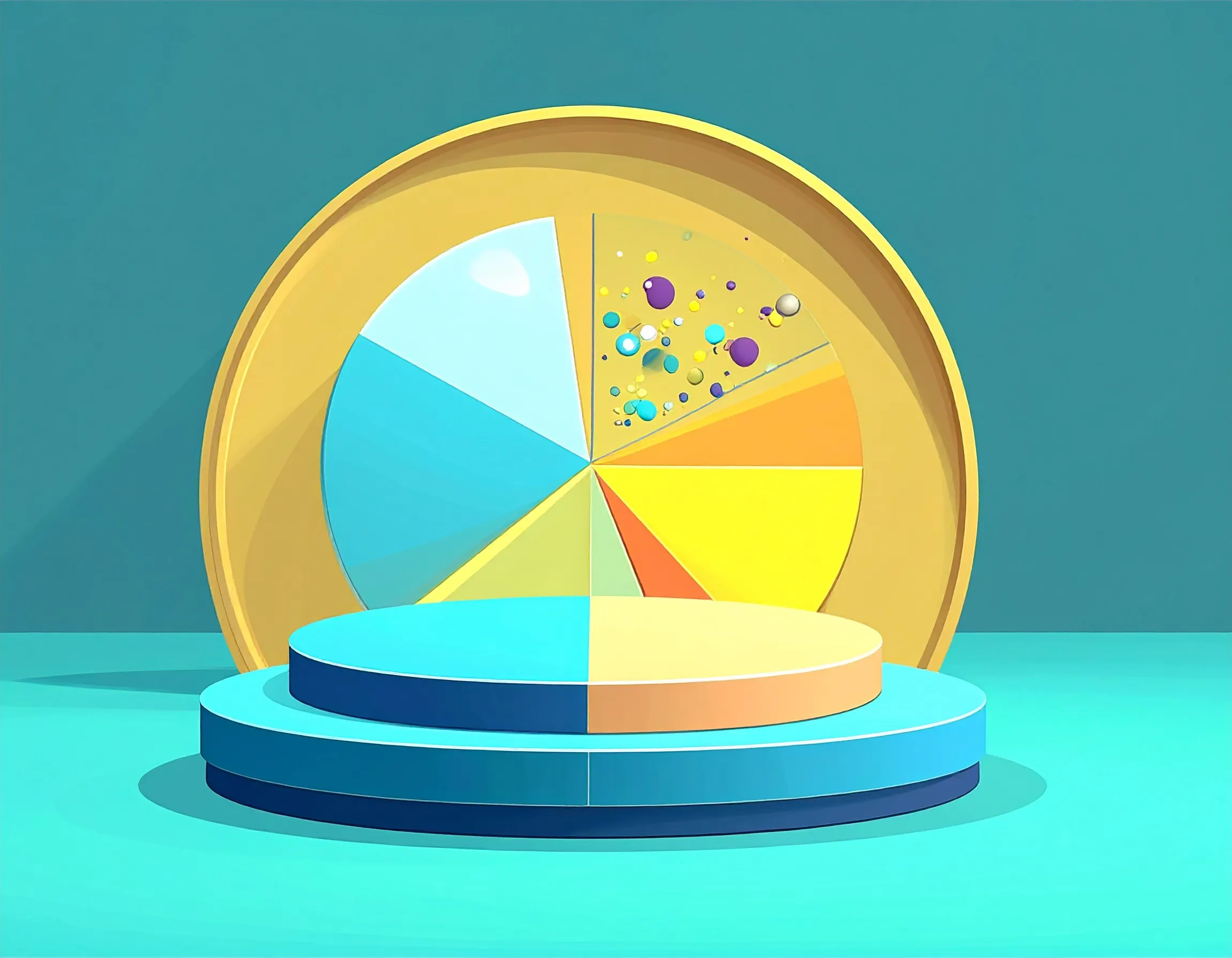 An abstract image of a 3D pie chart.